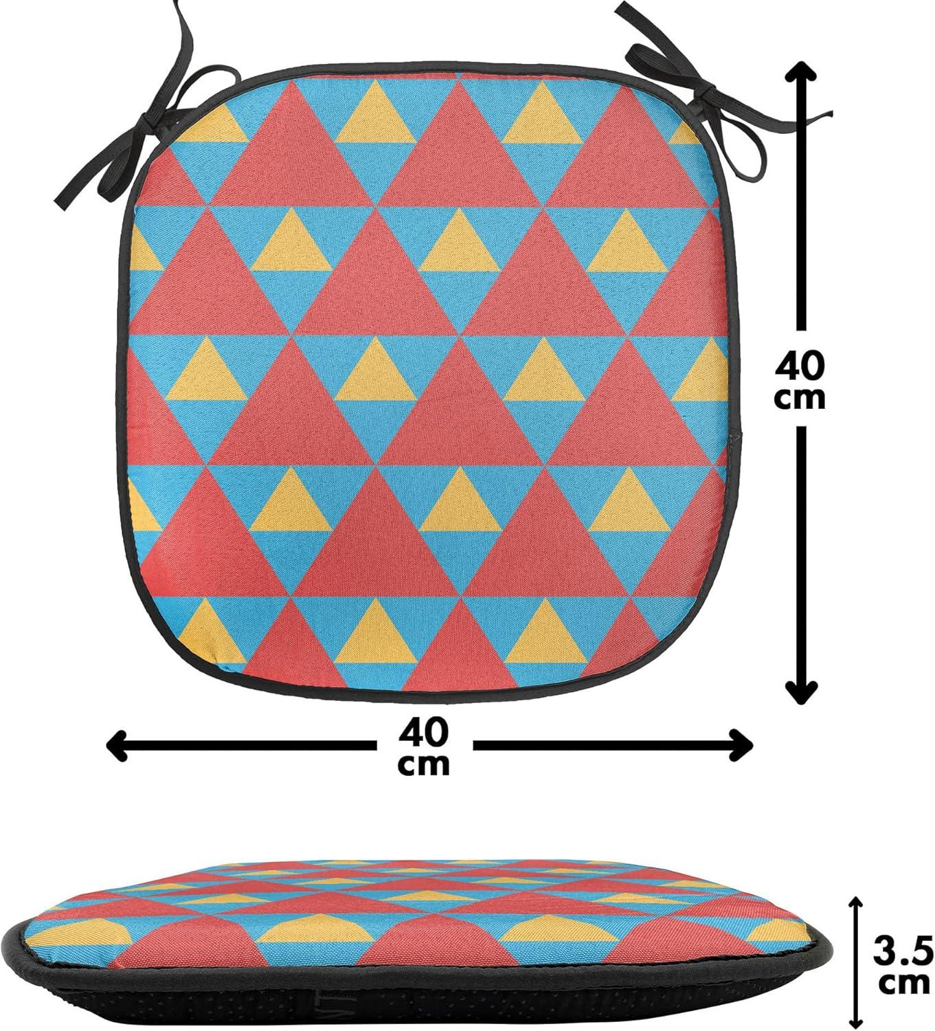 imageAmbesonne Romantic Chair Seating Cushion Set of 8 Soft Colored Hearts in Love Valentines Day Repetitive Pattern AntiSlip Seat Padding for Kitchen amp Patio 16x16 Pale Yellow Pale PinkSky Blue Marigold