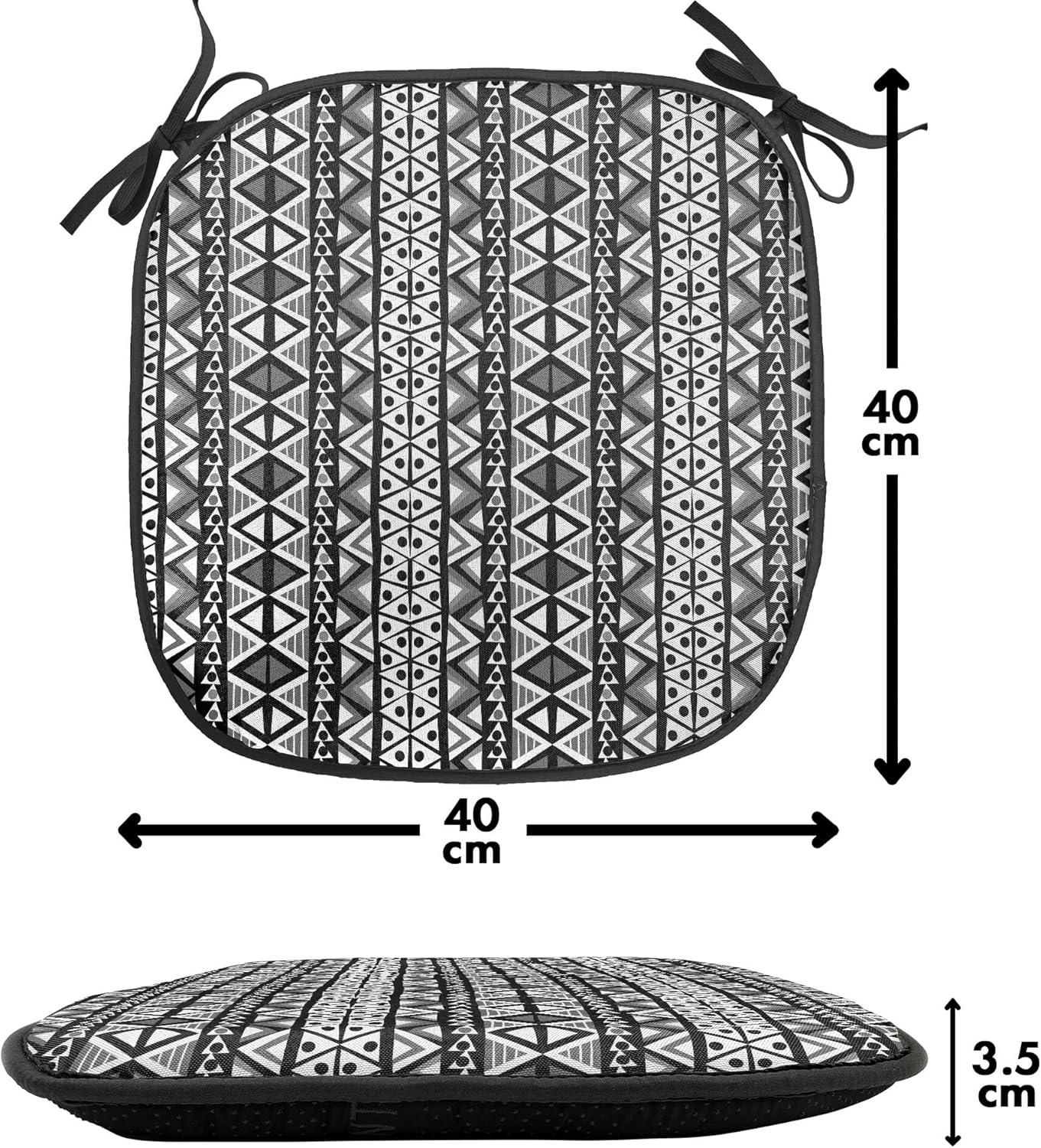 imageAmbesonne Romantic Chair Seating Cushion Set of 8 Soft Colored Hearts in Love Valentines Day Repetitive Pattern AntiSlip Seat Padding for Kitchen amp Patio 16x16 Pale Yellow Pale PinkBlack Grey