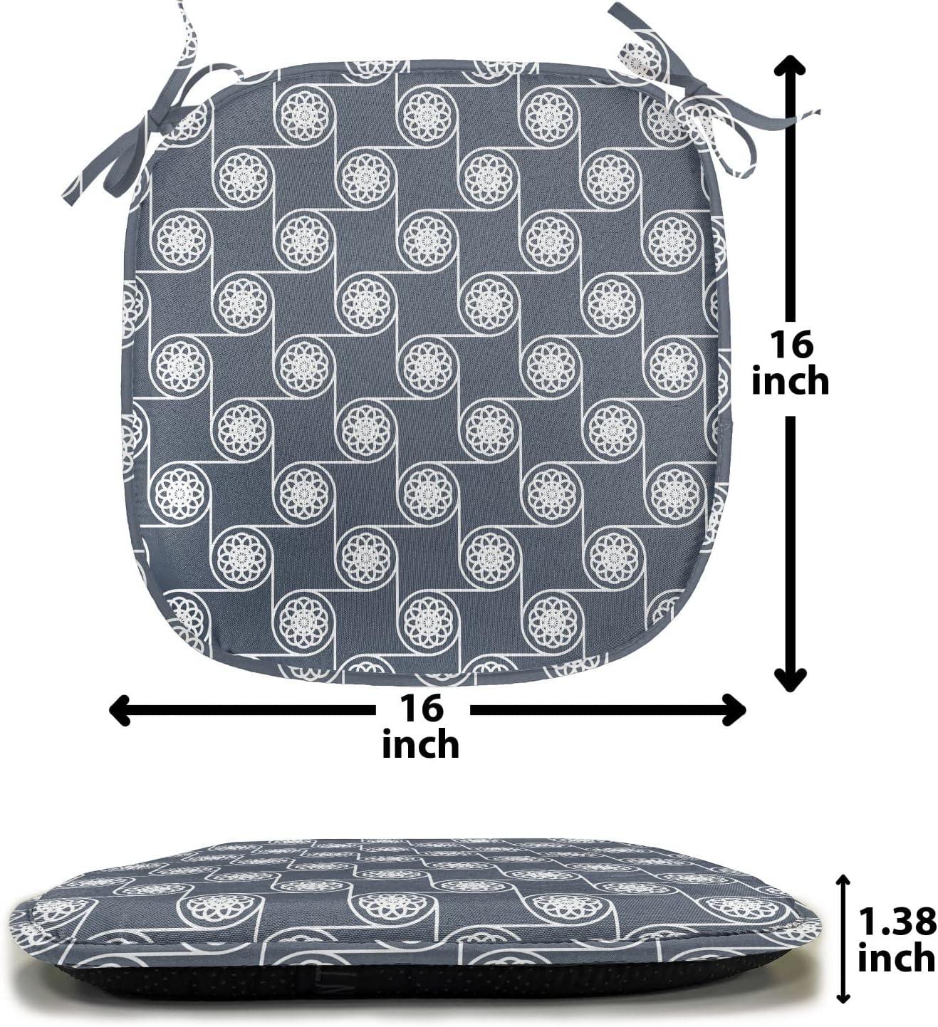 imageAmbesonne Romantic Chair Seating Cushion Set of 8 Soft Colored Hearts in Love Valentines Day Repetitive Pattern AntiSlip Seat Padding for Kitchen amp Patio 16x16 Pale Yellow Pale PinkCharcoal Grey Dark Blue
