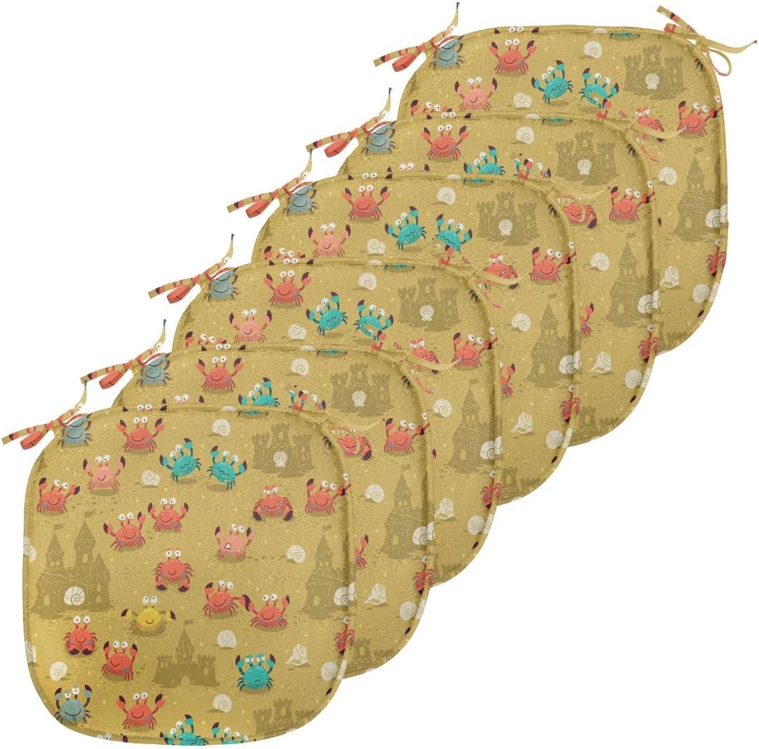 imageAmbesonne Romantic Chair Seating Cushion Set of 8 Soft Colored Hearts in Love Valentines Day Repetitive Pattern AntiSlip Seat Padding for Kitchen amp Patio 16x16 Pale Yellow Pale PinkPale Coffee