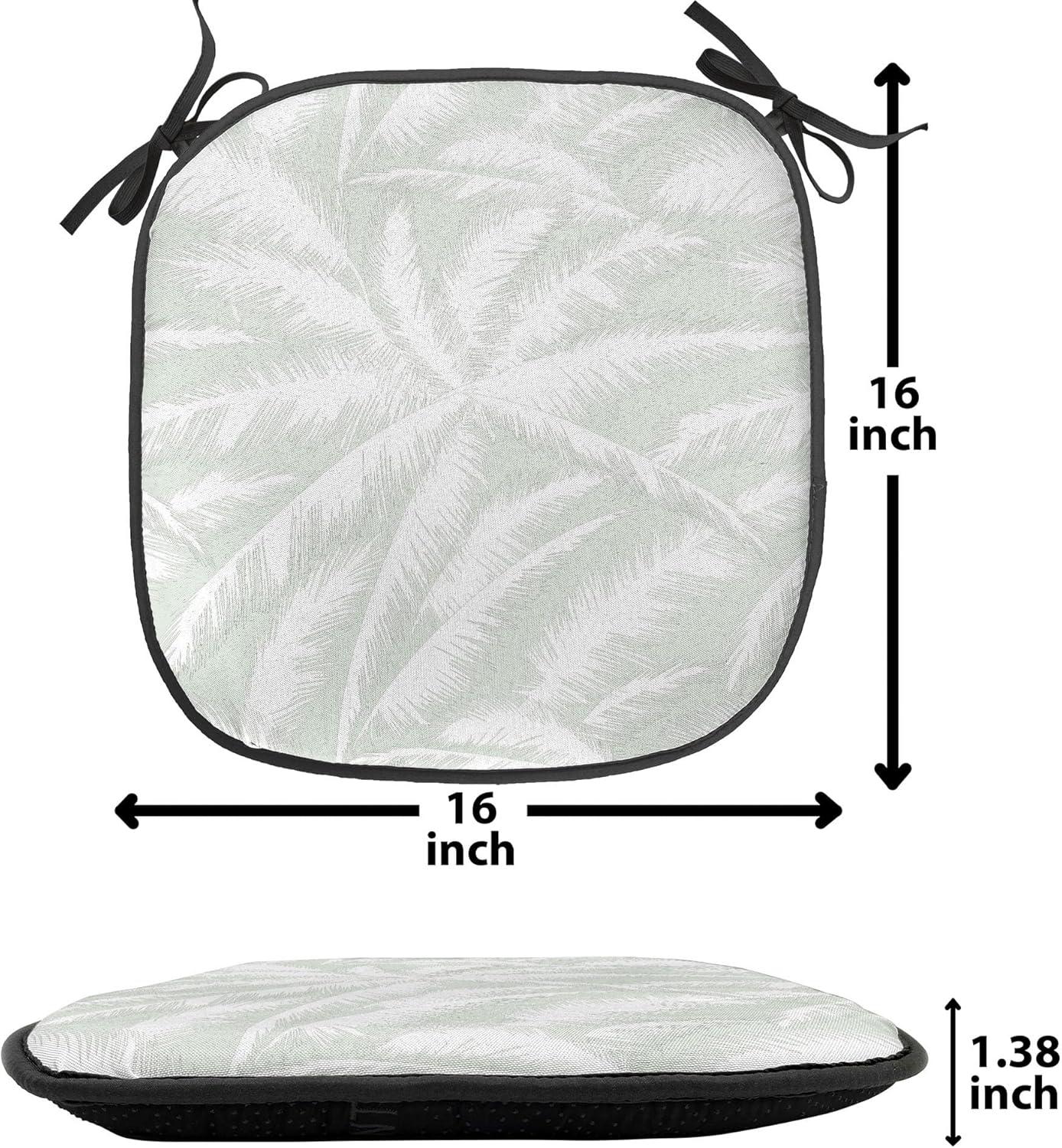 imageAmbesonne Romantic Chair Seating Cushion Set of 8 Soft Colored Hearts in Love Valentines Day Repetitive Pattern AntiSlip Seat Padding for Kitchen amp Patio 16x16 Pale Yellow Pale PinkGreen and White