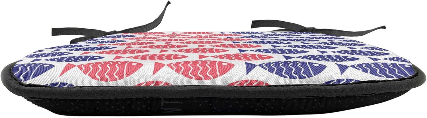 imageAmbesonne Romantic Chair Seating Cushion Set of 8 Soft Colored Hearts in Love Valentines Day Repetitive Pattern AntiSlip Seat Padding for Kitchen amp Patio 16x16 Pale Yellow Pale PinkRed and Navy Blue
