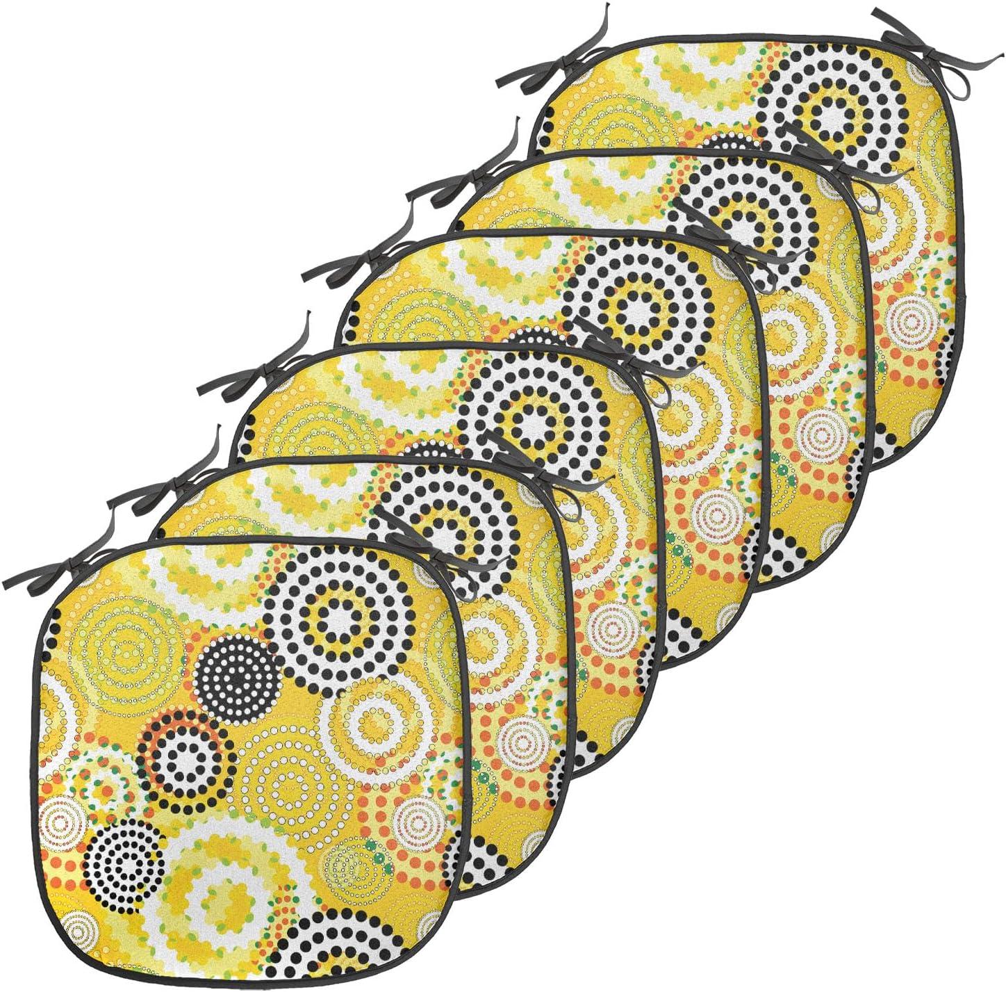 imageAmbesonne Romantic Chair Seating Cushion Set of 8 Soft Colored Hearts in Love Valentines Day Repetitive Pattern AntiSlip Seat Padding for Kitchen amp Patio 16x16 Pale Yellow Pale PinkMustard
