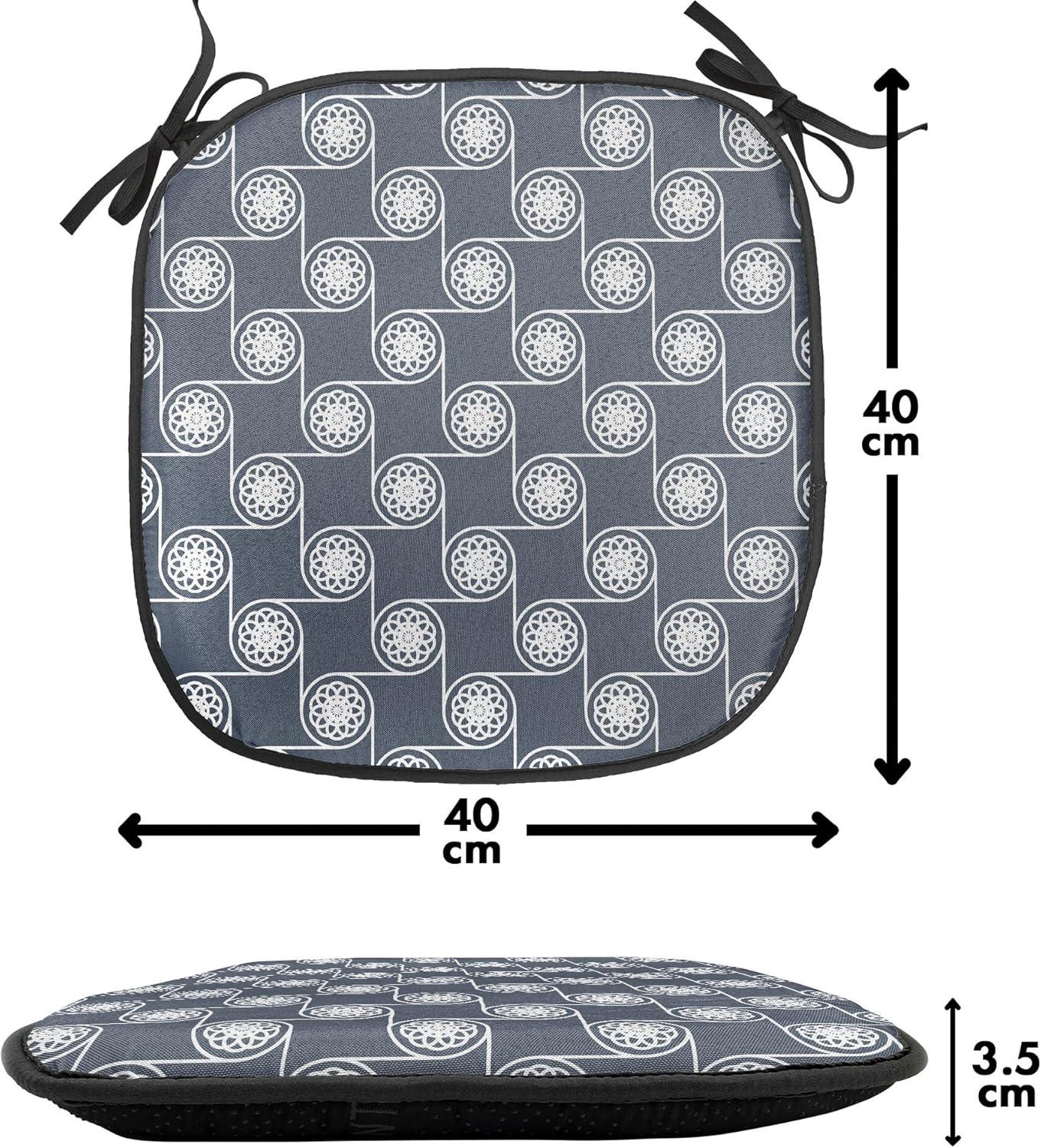 imageAmbesonne Romantic Chair Seating Cushion Set of 8 Soft Colored Hearts in Love Valentines Day Repetitive Pattern AntiSlip Seat Padding for Kitchen amp Patio 16x16 Pale Yellow Pale PinkCharcoal Grey Dark Blue