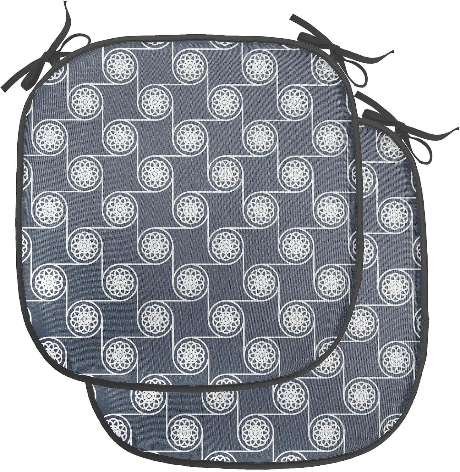 imageAmbesonne Romantic Chair Seating Cushion Set of 8 Soft Colored Hearts in Love Valentines Day Repetitive Pattern AntiSlip Seat Padding for Kitchen amp Patio 16x16 Pale Yellow Pale PinkCharcoal Grey Dark Blue