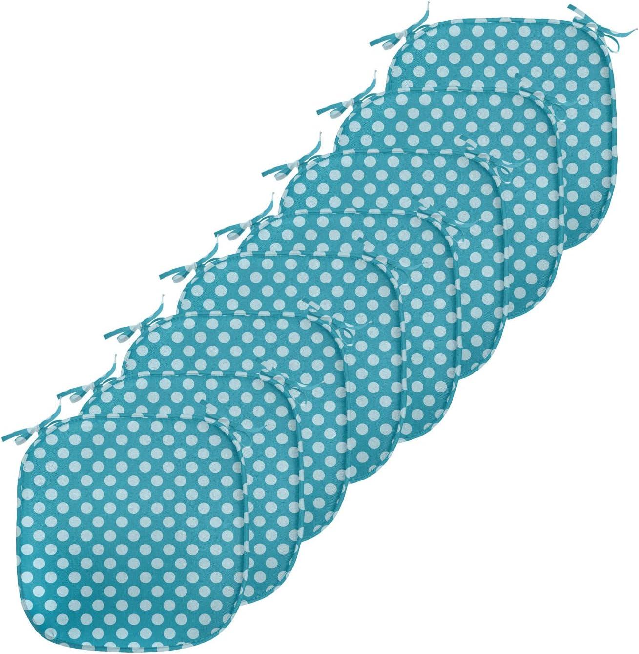 imageAmbesonne Romantic Chair Seating Cushion Set of 8 Soft Colored Hearts in Love Valentines Day Repetitive Pattern AntiSlip Seat Padding for Kitchen amp Patio 16x16 Pale Yellow Pale PinkTeal Pale Blue