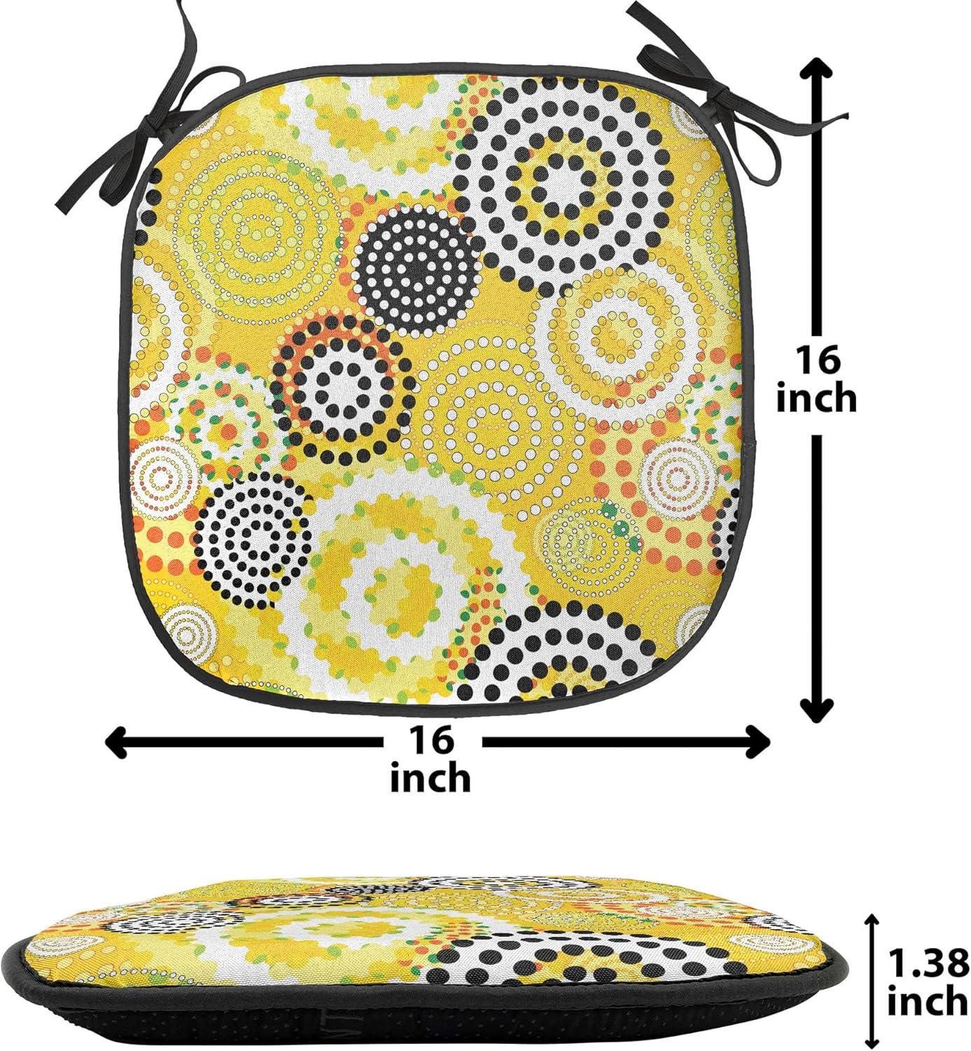 imageAmbesonne Romantic Chair Seating Cushion Set of 8 Soft Colored Hearts in Love Valentines Day Repetitive Pattern AntiSlip Seat Padding for Kitchen amp Patio 16x16 Pale Yellow Pale PinkMustard
