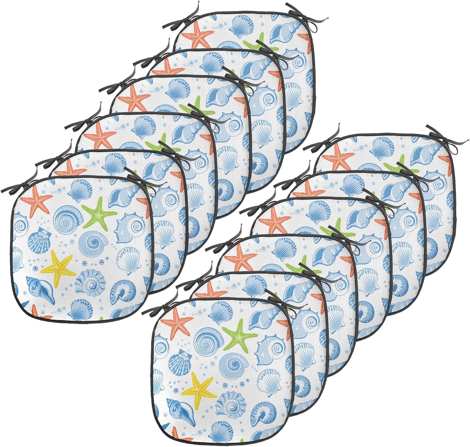 imageAmbesonne Romantic Chair Seating Cushion Set of 8 Soft Colored Hearts in Love Valentines Day Repetitive Pattern AntiSlip Seat Padding for Kitchen amp Patio 16x16 Pale Yellow Pale PinkBlue and Yellow