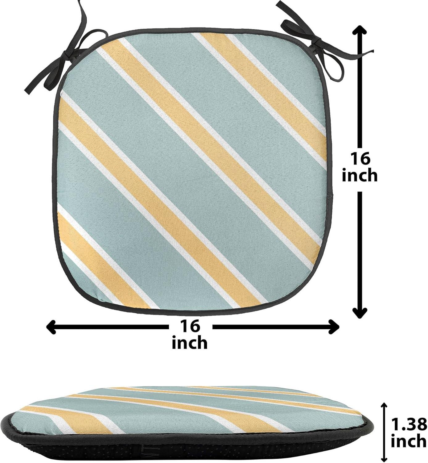imageAmbesonne Romantic Chair Seating Cushion Set of 8 Soft Colored Hearts in Love Valentines Day Repetitive Pattern AntiSlip Seat Padding for Kitchen amp Patio 16x16 Pale Yellow Pale PinkAlmond Green Apricot