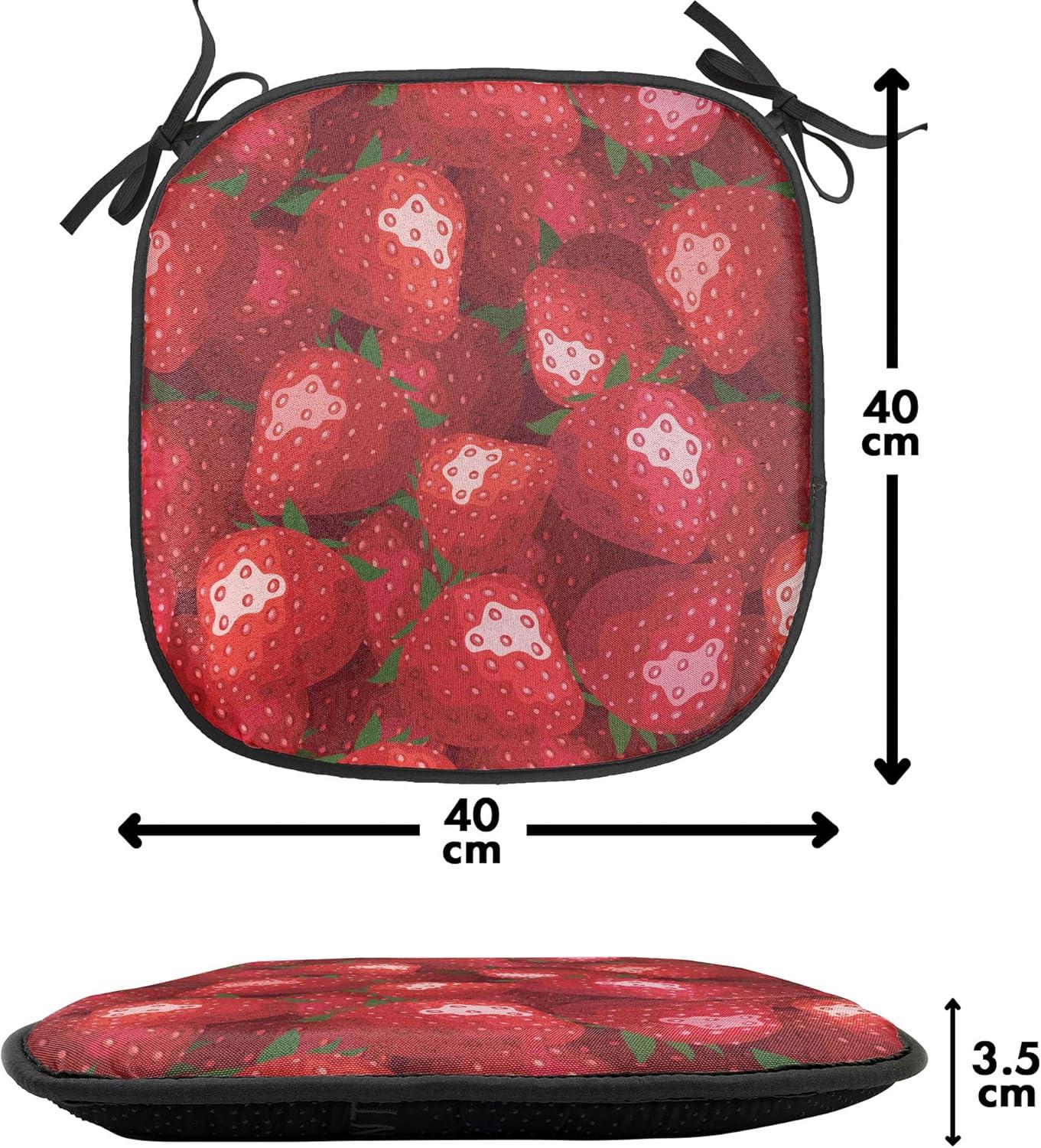 imageAmbesonne Romantic Chair Seating Cushion Set of 8 Soft Colored Hearts in Love Valentines Day Repetitive Pattern AntiSlip Seat Padding for Kitchen amp Patio 16x16 Pale Yellow Pale PinkJade Green Red