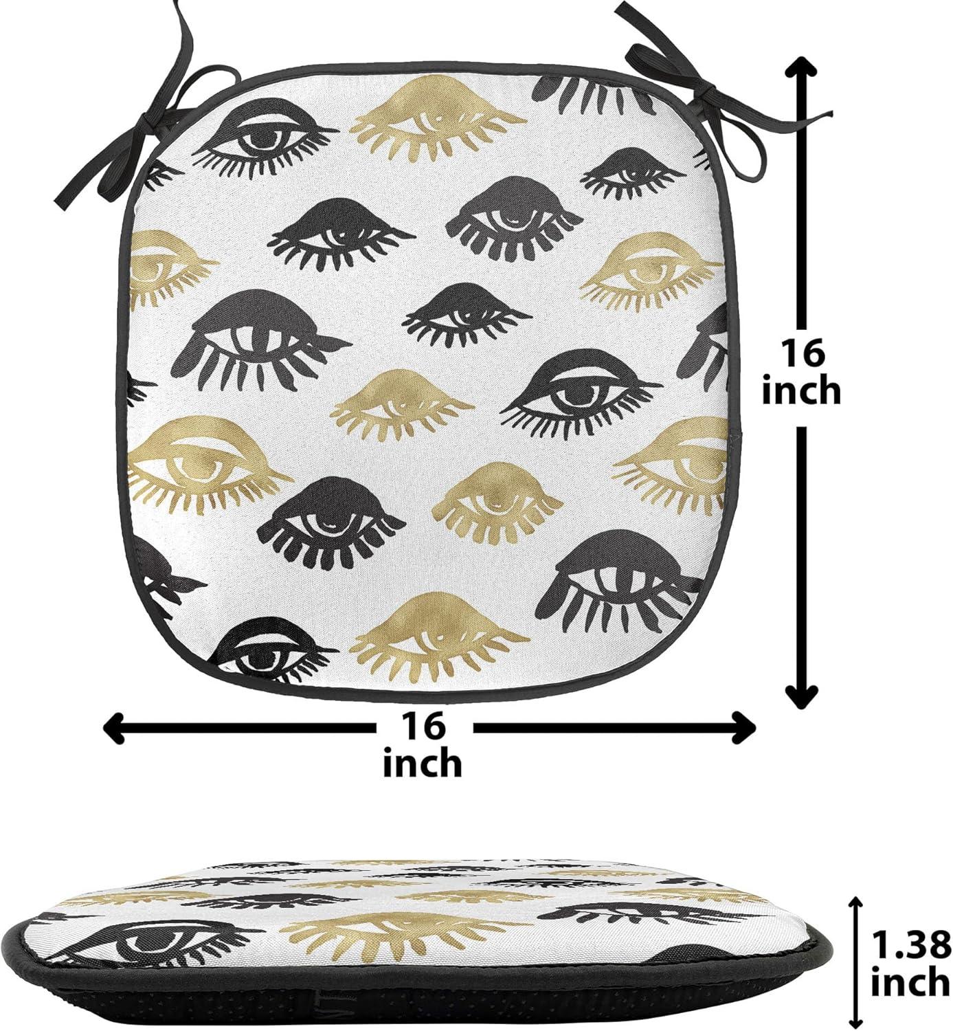 imageAmbesonne Romantic Chair Seating Cushion Set of 8 Soft Colored Hearts in Love Valentines Day Repetitive Pattern AntiSlip Seat Padding for Kitchen amp Patio 16x16 Pale Yellow Pale PinkYellow and Black