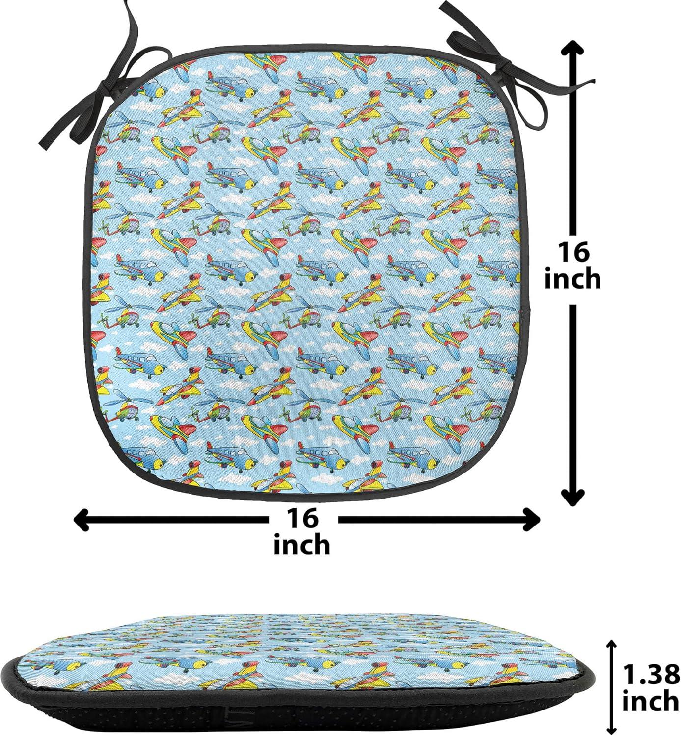 imageAmbesonne Romantic Chair Seating Cushion Set of 8 Soft Colored Hearts in Love Valentines Day Repetitive Pattern AntiSlip Seat Padding for Kitchen amp Patio 16x16 Pale Yellow Pale PinkYellow and Blue