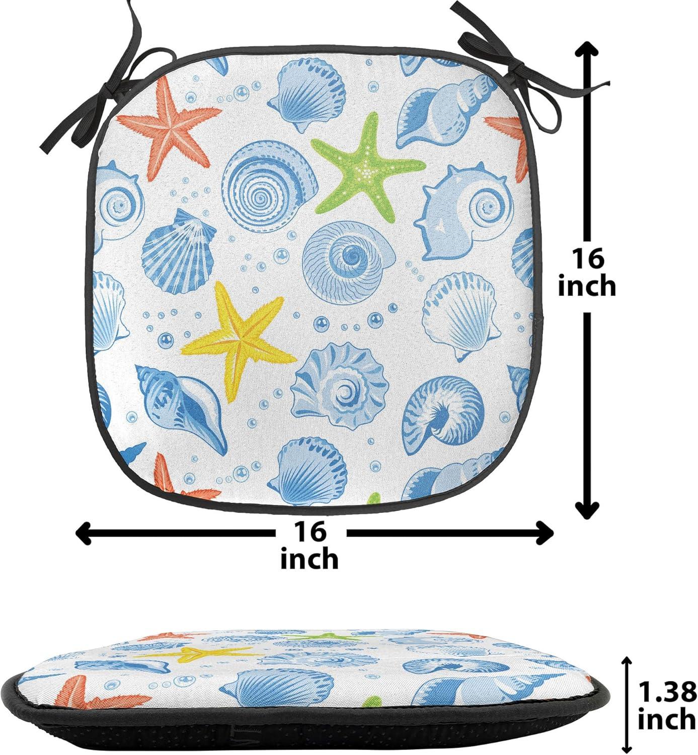 imageAmbesonne Romantic Chair Seating Cushion Set of 8 Soft Colored Hearts in Love Valentines Day Repetitive Pattern AntiSlip Seat Padding for Kitchen amp Patio 16x16 Pale Yellow Pale PinkBlue and Yellow
