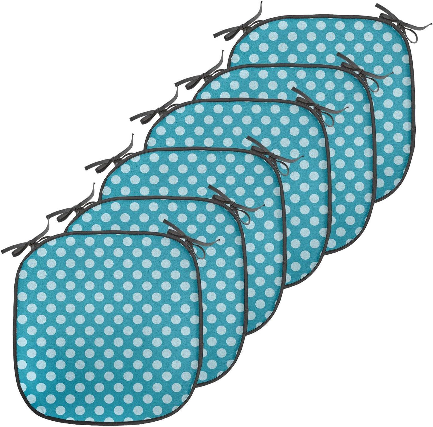 imageAmbesonne Romantic Chair Seating Cushion Set of 8 Soft Colored Hearts in Love Valentines Day Repetitive Pattern AntiSlip Seat Padding for Kitchen amp Patio 16x16 Pale Yellow Pale PinkTeal Pale Blue