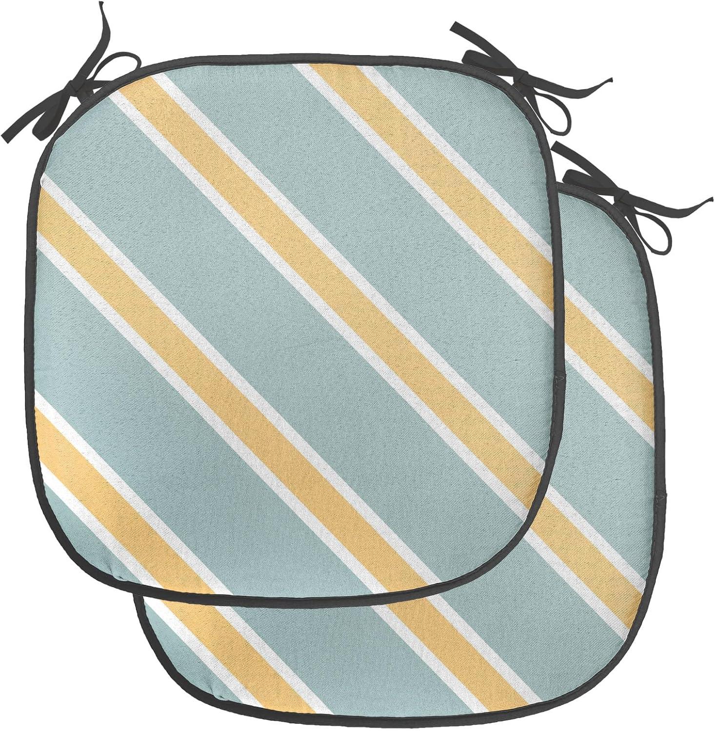 imageAmbesonne Romantic Chair Seating Cushion Set of 8 Soft Colored Hearts in Love Valentines Day Repetitive Pattern AntiSlip Seat Padding for Kitchen amp Patio 16x16 Pale Yellow Pale PinkAlmond Green Apricot