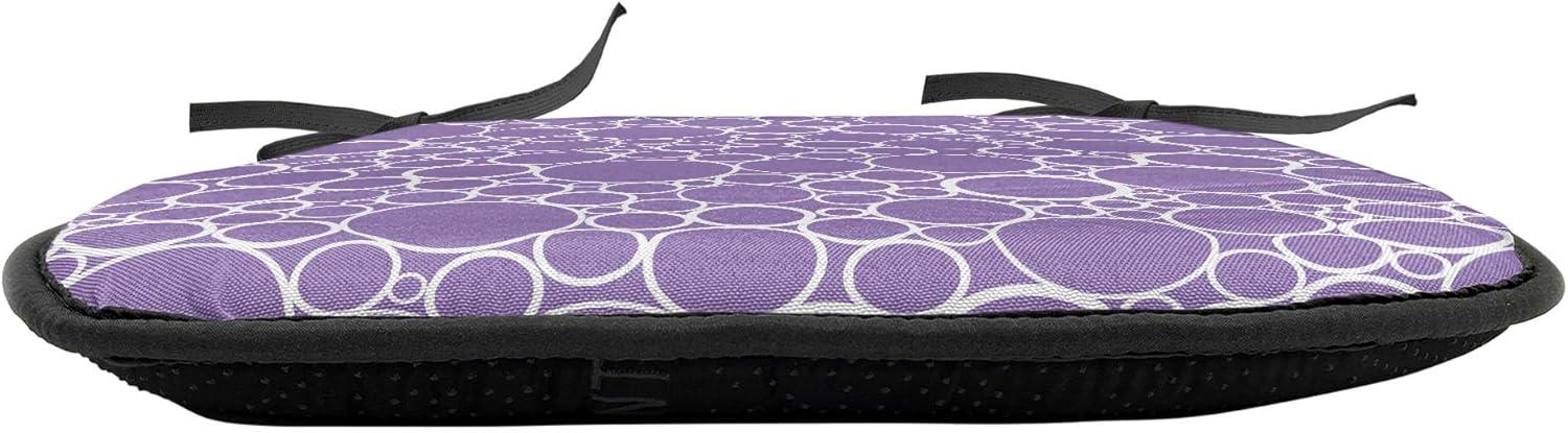 imageAmbesonne Romantic Chair Seating Cushion Set of 8 Soft Colored Hearts in Love Valentines Day Repetitive Pattern AntiSlip Seat Padding for Kitchen amp Patio 16x16 Pale Yellow Pale PinkViolet White