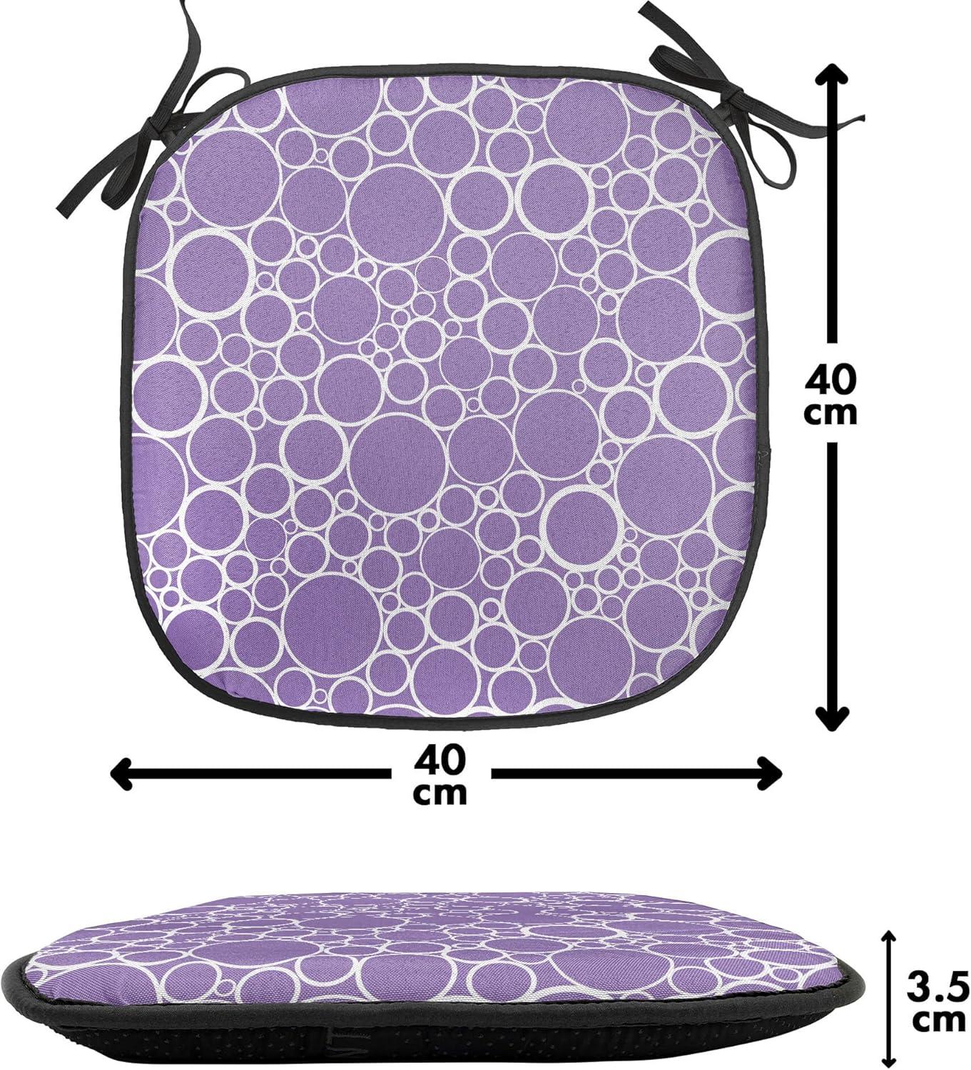 imageAmbesonne Romantic Chair Seating Cushion Set of 8 Soft Colored Hearts in Love Valentines Day Repetitive Pattern AntiSlip Seat Padding for Kitchen amp Patio 16x16 Pale Yellow Pale PinkViolet White
