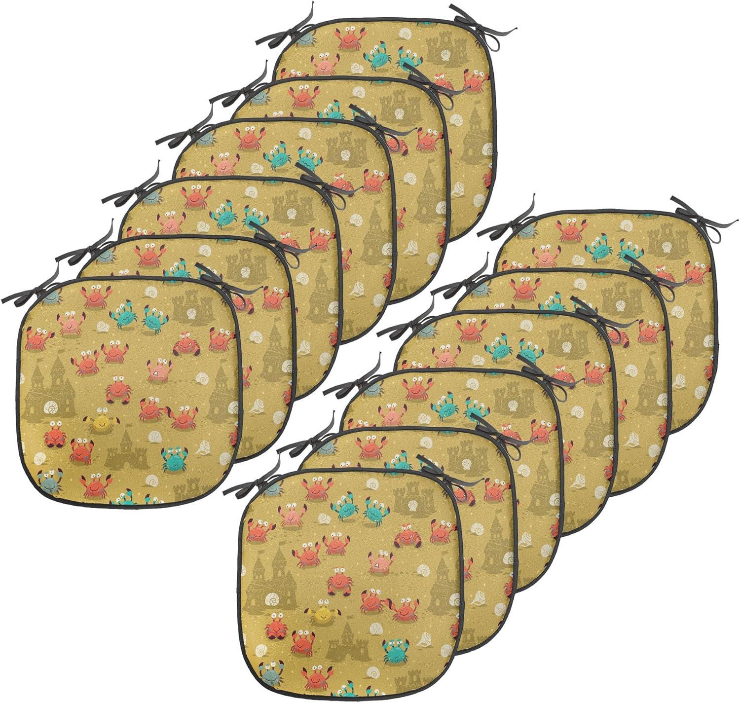 imageAmbesonne Romantic Chair Seating Cushion Set of 8 Soft Colored Hearts in Love Valentines Day Repetitive Pattern AntiSlip Seat Padding for Kitchen amp Patio 16x16 Pale Yellow Pale PinkPale Coffee