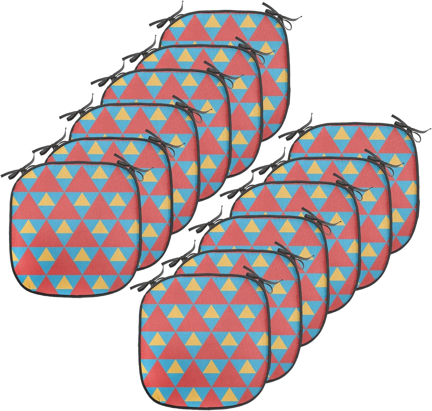 imageAmbesonne Romantic Chair Seating Cushion Set of 8 Soft Colored Hearts in Love Valentines Day Repetitive Pattern AntiSlip Seat Padding for Kitchen amp Patio 16x16 Pale Yellow Pale PinkSky Blue Marigold