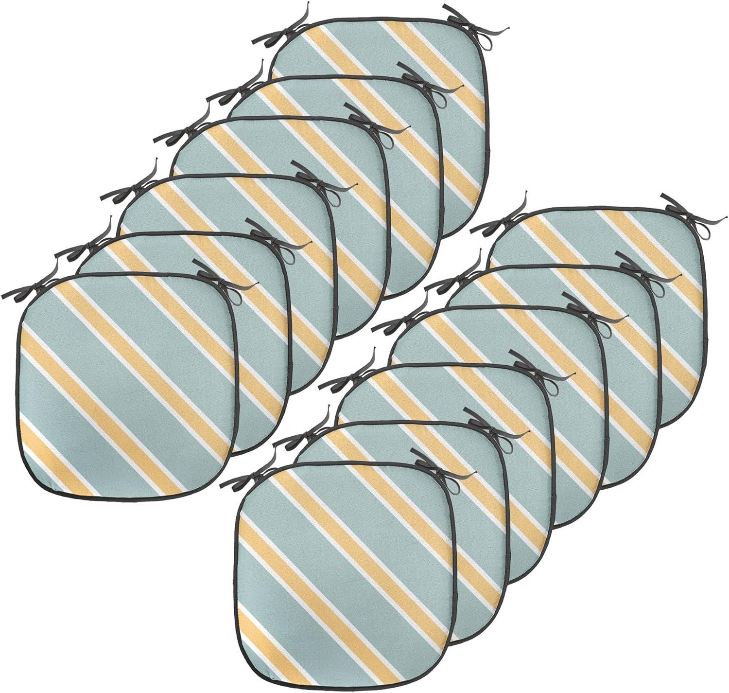 imageAmbesonne Romantic Chair Seating Cushion Set of 8 Soft Colored Hearts in Love Valentines Day Repetitive Pattern AntiSlip Seat Padding for Kitchen amp Patio 16x16 Pale Yellow Pale PinkAlmond Green Apricot