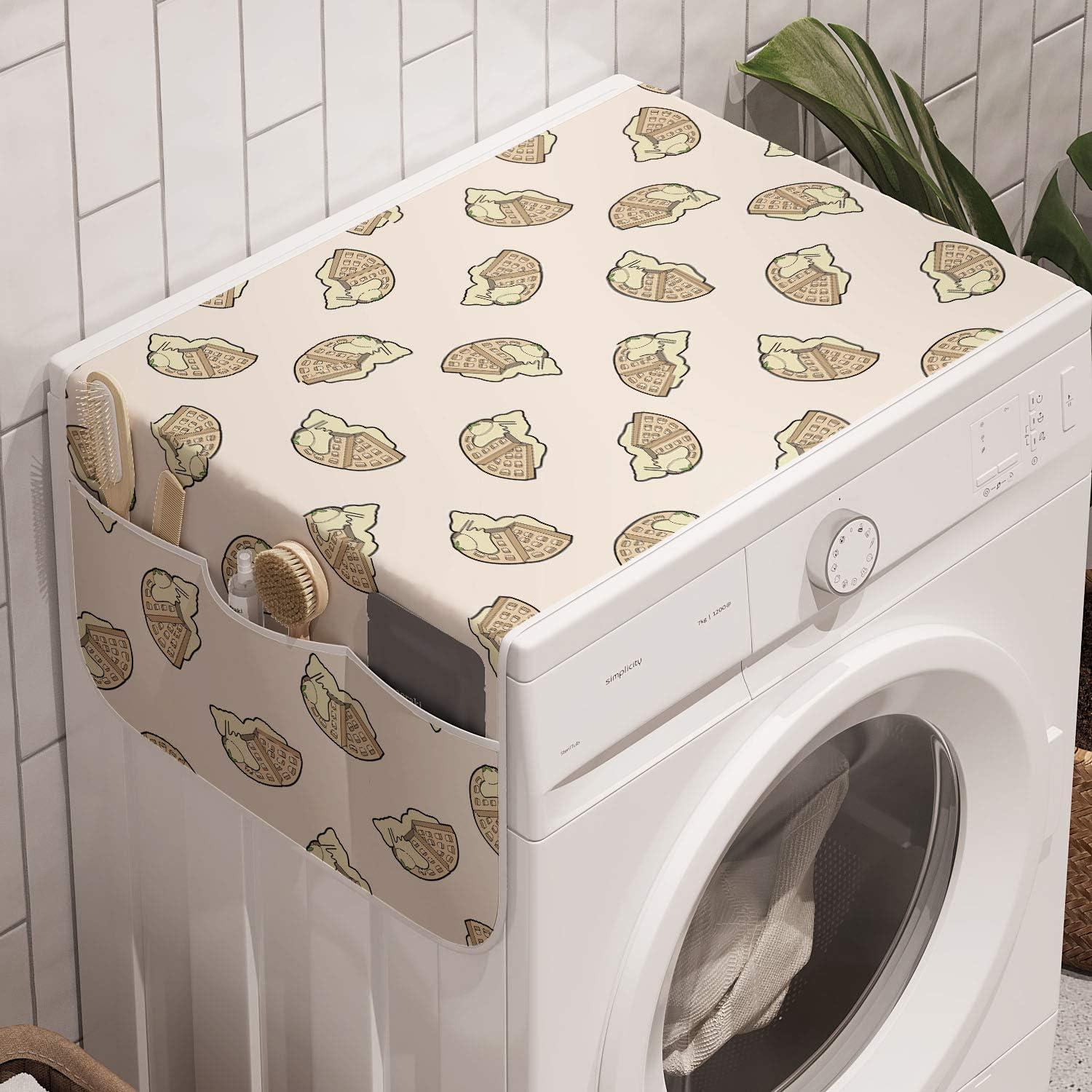 imageAmbesonne Romantic Microwave Oven Cover Gothic Hearts Tattoo Style Valentines Love Graffiti Grunge Illustration Water Resistant Organizer with Pockets for Kitchen 36 x 12 Pale Grey BlackTan and Cream