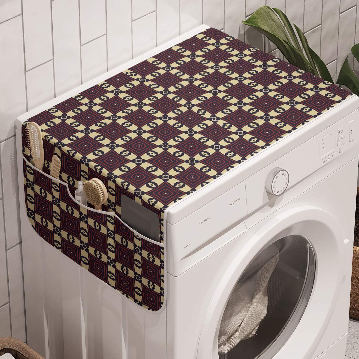 imageAmbesonne Romantic Microwave Oven Cover Gothic Hearts Tattoo Style Valentines Love Graffiti Grunge Illustration Water Resistant Organizer with Pockets for Kitchen 36 x 12 Pale Grey BlackPale Yellow Eggplant