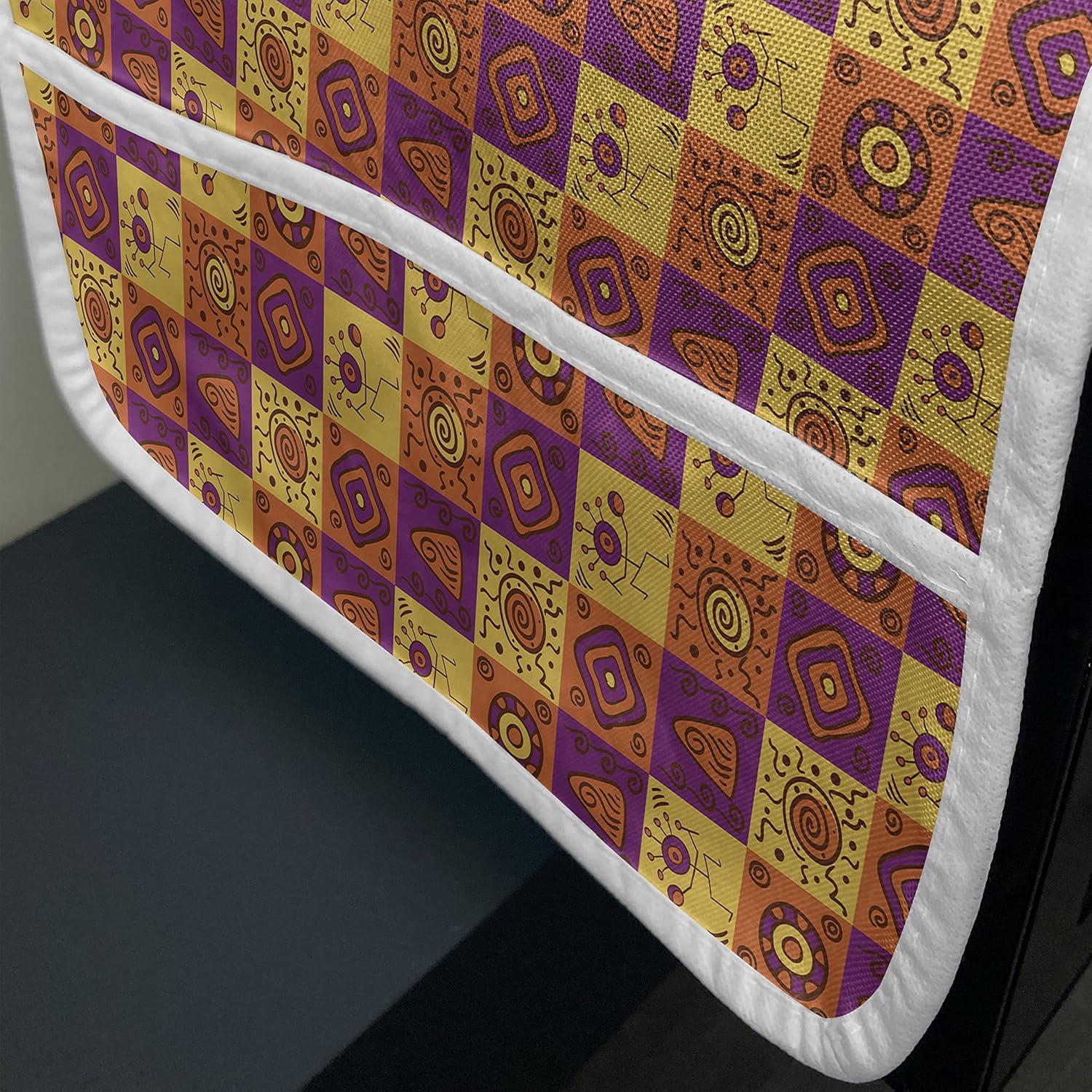 imageAmbesonne Romantic Microwave Oven Cover Gothic Hearts Tattoo Style Valentines Love Graffiti Grunge Illustration Water Resistant Organizer with Pockets for Kitchen 36 x 12 Pale Grey BlackOrange Purple and Yellow