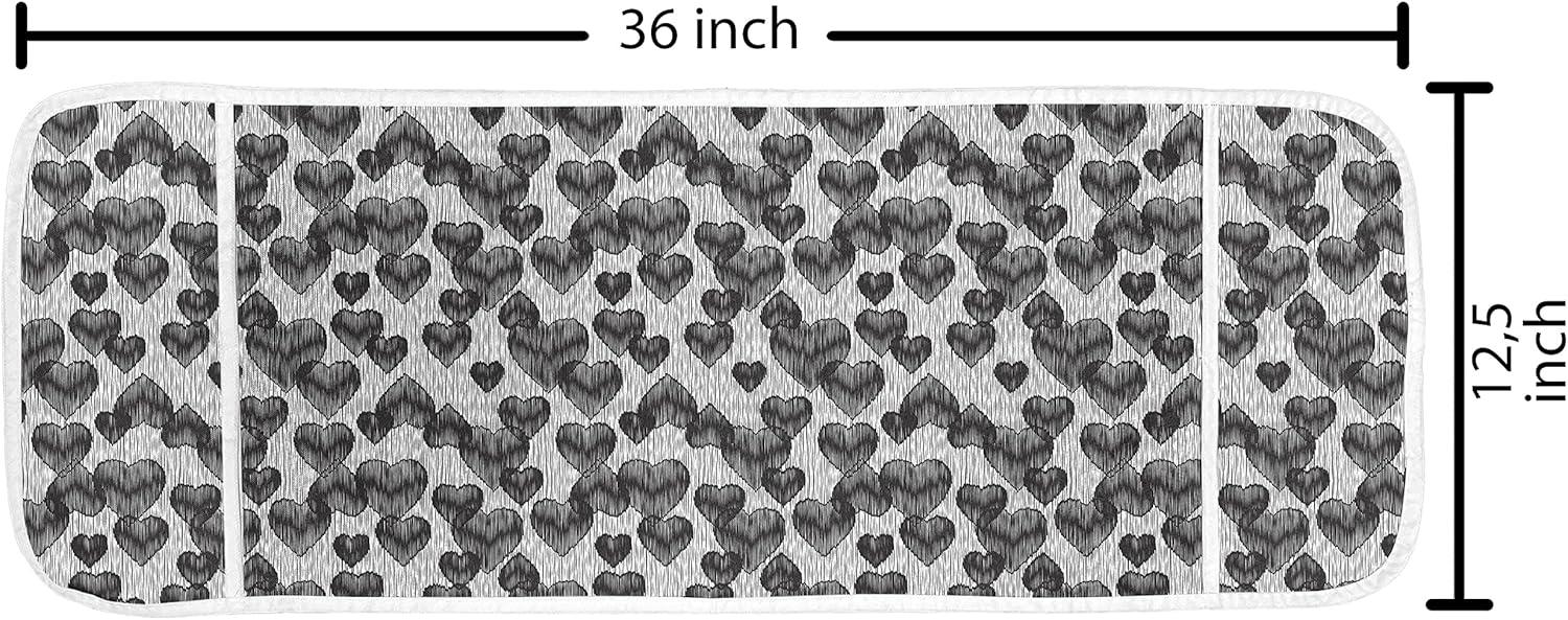 imageAmbesonne Romantic Microwave Oven Cover Gothic Hearts Tattoo Style Valentines Love Graffiti Grunge Illustration Water Resistant Organizer with Pockets for Kitchen 36 x 12 Pale Grey BlackPale Grey Black