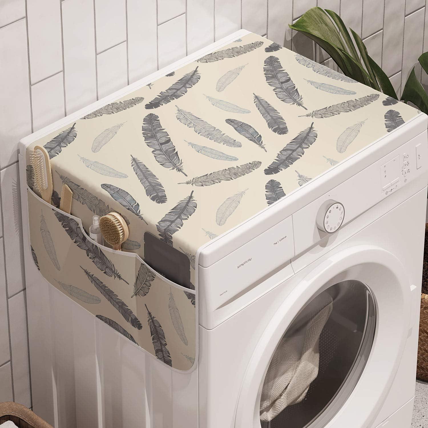 imageAmbesonne Romantic Microwave Oven Cover Gothic Hearts Tattoo Style Valentines Love Graffiti Grunge Illustration Water Resistant Organizer with Pockets for Kitchen 36 x 12 Pale Grey BlackBeige and Pale Grey