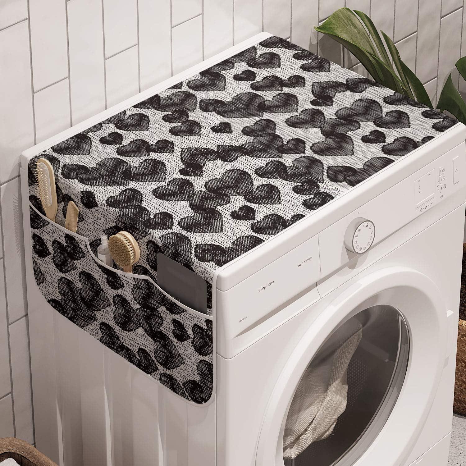 imageAmbesonne Romantic Microwave Oven Cover Gothic Hearts Tattoo Style Valentines Love Graffiti Grunge Illustration Water Resistant Organizer with Pockets for Kitchen 36 x 12 Pale Grey BlackPale Grey Black