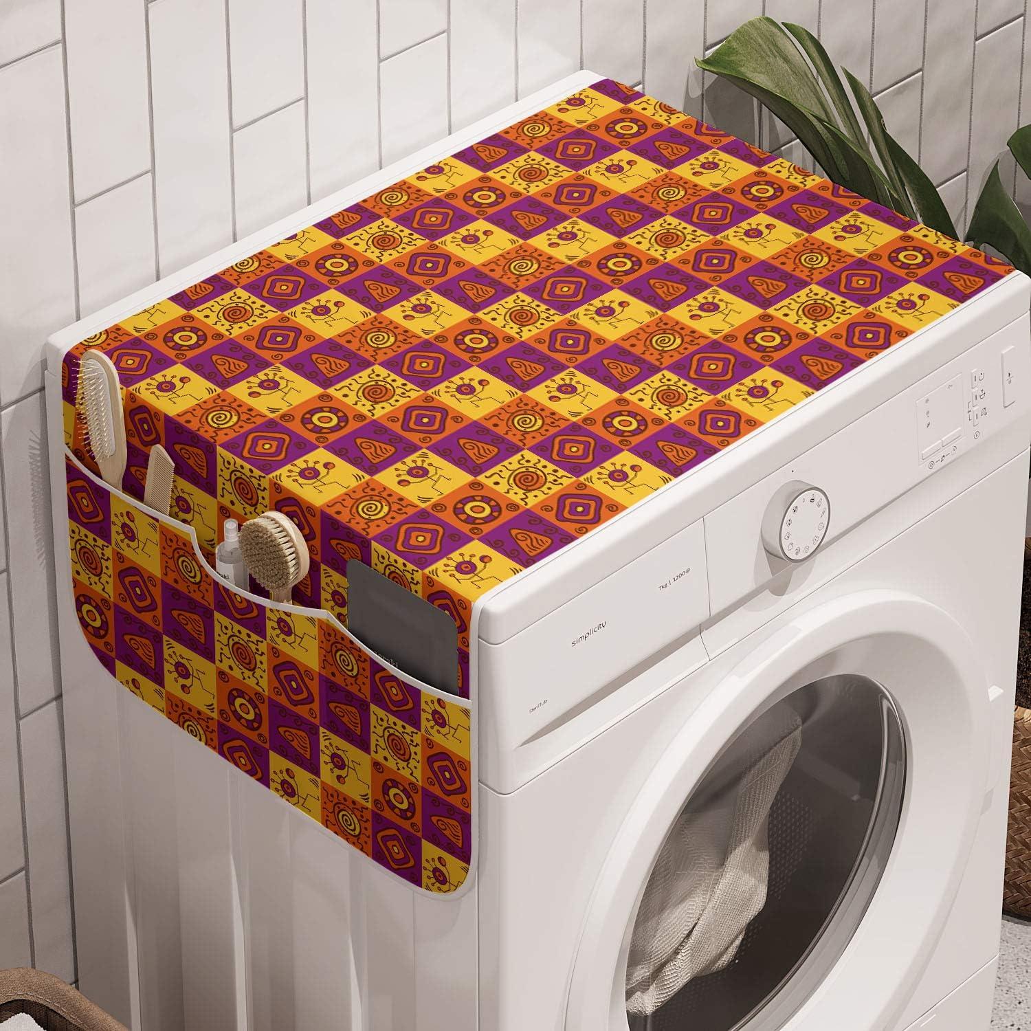 imageAmbesonne Romantic Microwave Oven Cover Gothic Hearts Tattoo Style Valentines Love Graffiti Grunge Illustration Water Resistant Organizer with Pockets for Kitchen 36 x 12 Pale Grey BlackOrange Purple and Yellow