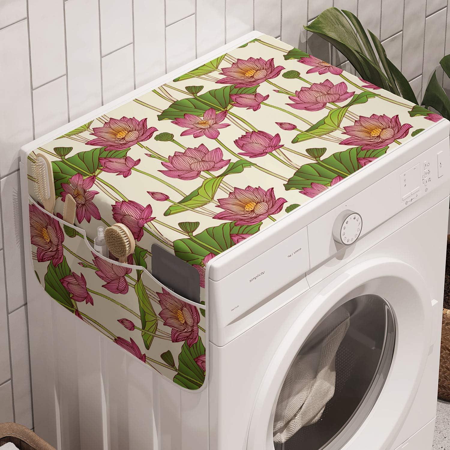 imageAmbesonne Romantic Microwave Oven Cover Gothic Hearts Tattoo Style Valentines Love Graffiti Grunge Illustration Water Resistant Organizer with Pockets for Kitchen 36 x 12 Pale Grey BlackPink Ivory and Green