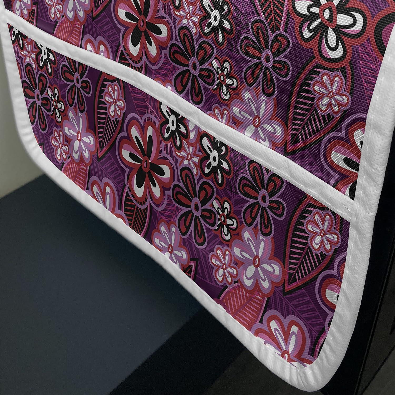 imageAmbesonne Romantic Microwave Oven Cover Heart Pattern Lovers Valentines Day Honeymoon Girls Doodle Design Water Resistant Organizer with Pockets for Kitchen 36 x 12 Orange WhitePurple White