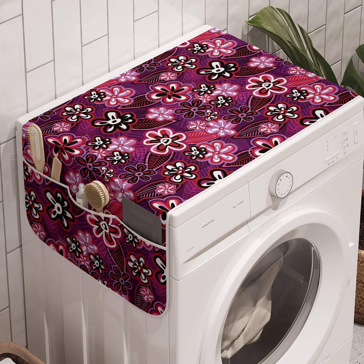 imageAmbesonne Romantic Microwave Oven Cover Heart Pattern Lovers Valentines Day Honeymoon Girls Doodle Design Water Resistant Organizer with Pockets for Kitchen 36 x 12 Orange WhitePurple White