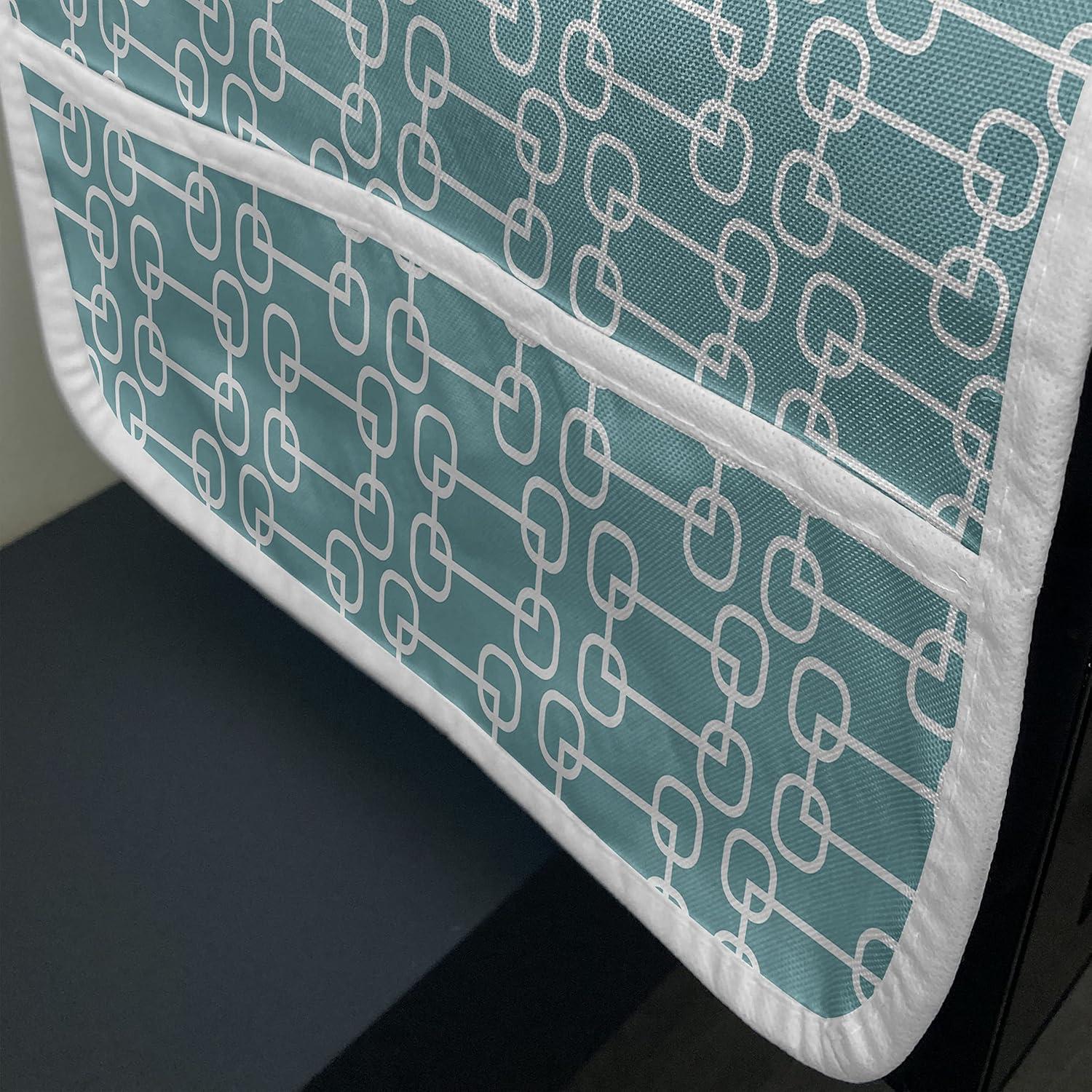 imageAmbesonne Romantic Microwave Oven Cover Heart Pattern Lovers Valentines Day Honeymoon Girls Doodle Design Water Resistant Organizer with Pockets for Kitchen 36 x 12 Orange WhitePetrol Blue and White