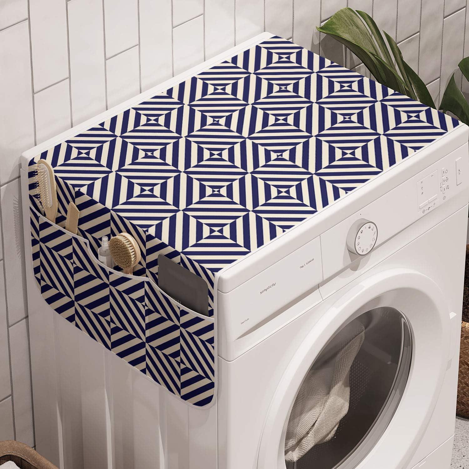 imageAmbesonne Romantic Microwave Oven Cover Heart Pattern Lovers Valentines Day Honeymoon Girls Doodle Design Water Resistant Organizer with Pockets for Kitchen 36 x 12 Orange WhitePale Blue Dark Blue