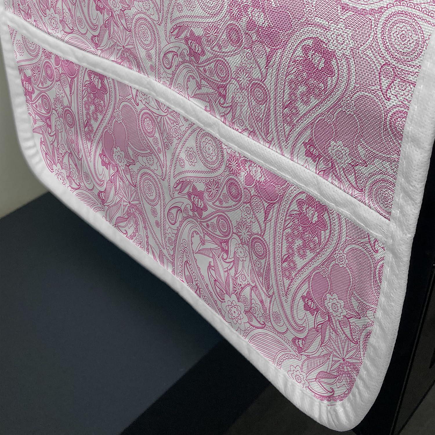 imageAmbesonne Romantic Microwave Oven Cover Heart Pattern Lovers Valentines Day Honeymoon Girls Doodle Design Water Resistant Organizer with Pockets for Kitchen 36 x 12 Orange WhitePink and White