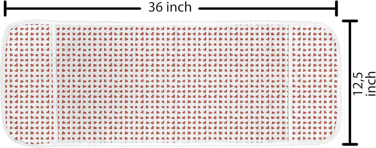 imageAmbesonne Romantic Microwave Oven Cover Heart Pattern Lovers Valentines Day Honeymoon Girls Doodle Design Water Resistant Organizer with Pockets for Kitchen 36 x 12 Orange WhiteOrange White