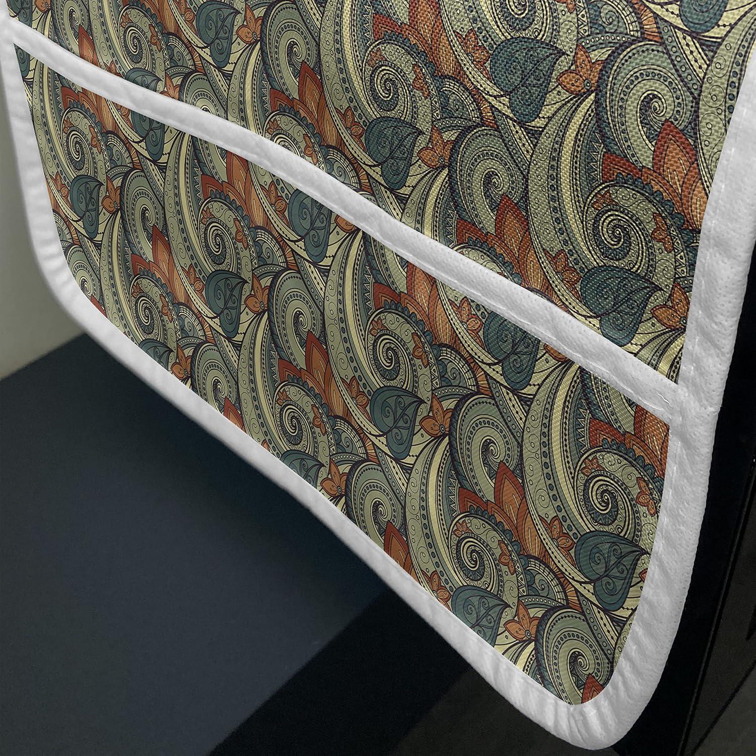 imageAmbesonne Romantic Microwave Oven Cover Heart Pattern Lovers Valentines Day Honeymoon Girls Doodle Design Water Resistant Organizer with Pockets for Kitchen 36 x 12 Orange WhiteAvocado Green