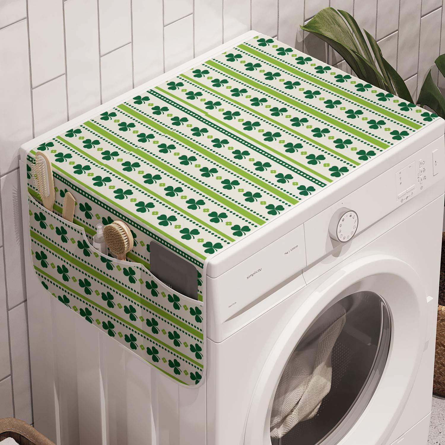 imageAmbesonne Romantic Microwave Oven Cover Heart Pattern Lovers Valentines Day Honeymoon Girls Doodle Design Water Resistant Organizer with Pockets for Kitchen 36 x 12 Orange WhiteLime Green Dark Green