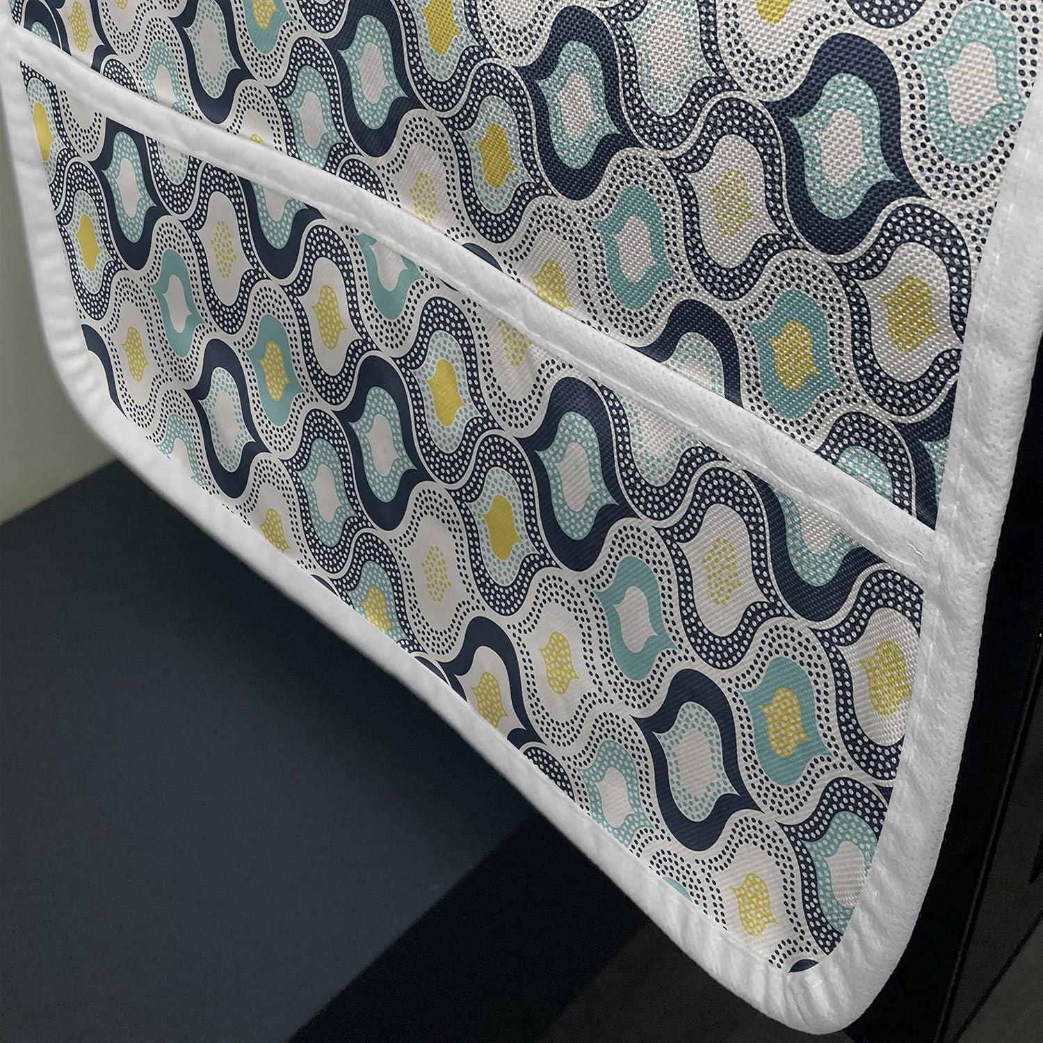 imageAmbesonne Romantic Microwave Oven Cover Heart Pattern Lovers Valentines Day Honeymoon Girls Doodle Design Water Resistant Organizer with Pockets for Kitchen 36 x 12 Orange WhiteBlue and White