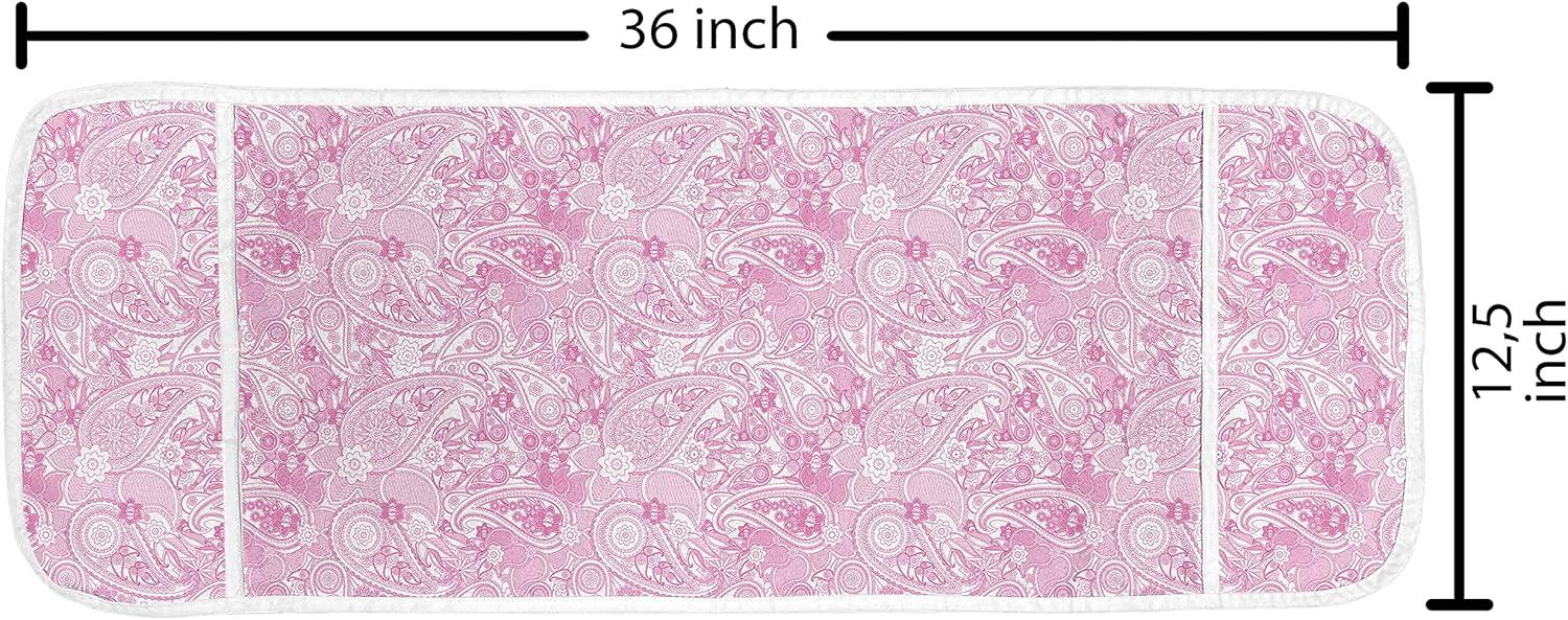 imageAmbesonne Romantic Microwave Oven Cover Heart Pattern Lovers Valentines Day Honeymoon Girls Doodle Design Water Resistant Organizer with Pockets for Kitchen 36 x 12 Orange WhitePink and White