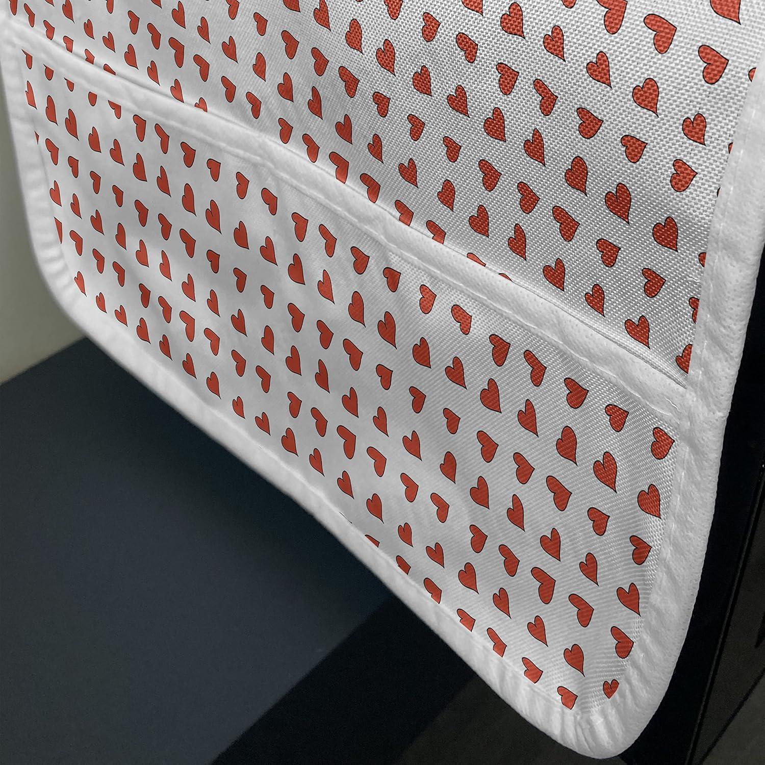 imageAmbesonne Romantic Microwave Oven Cover Heart Pattern Lovers Valentines Day Honeymoon Girls Doodle Design Water Resistant Organizer with Pockets for Kitchen 36 x 12 Orange WhiteOrange White