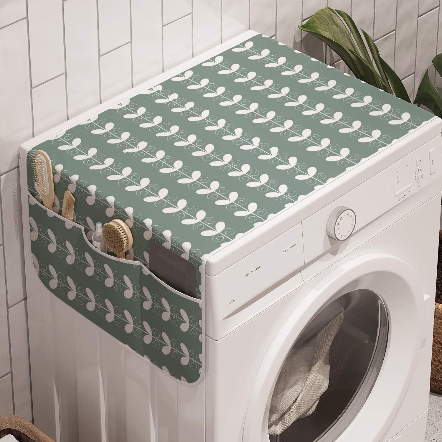 imageAmbesonne Romantic Microwave Oven Cover Heart Pattern Lovers Valentines Day Honeymoon Girls Doodle Design Water Resistant Organizer with Pockets for Kitchen 36 x 12 Orange WhitePale Sage Green White