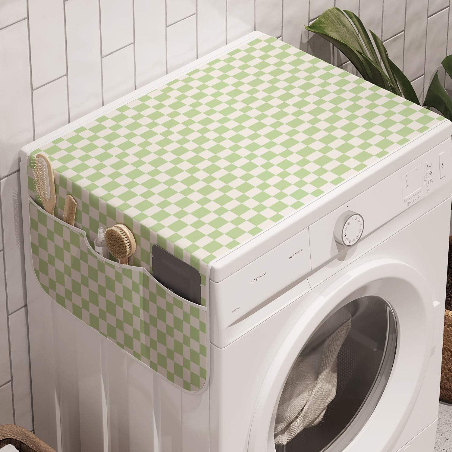 imageAmbesonne Romantic Microwave Oven Cover Heart Pattern Lovers Valentines Day Honeymoon Girls Doodle Design Water Resistant Organizer with Pockets for Kitchen 36 x 12 Orange WhiteLime Green White