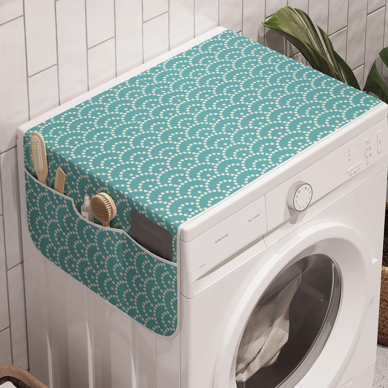 imageAmbesonne Romantic Microwave Oven Cover Heart Pattern Lovers Valentines Day Honeymoon Girls Doodle Design Water Resistant Organizer with Pockets for Kitchen 36 x 12 Orange WhiteTurquoise White