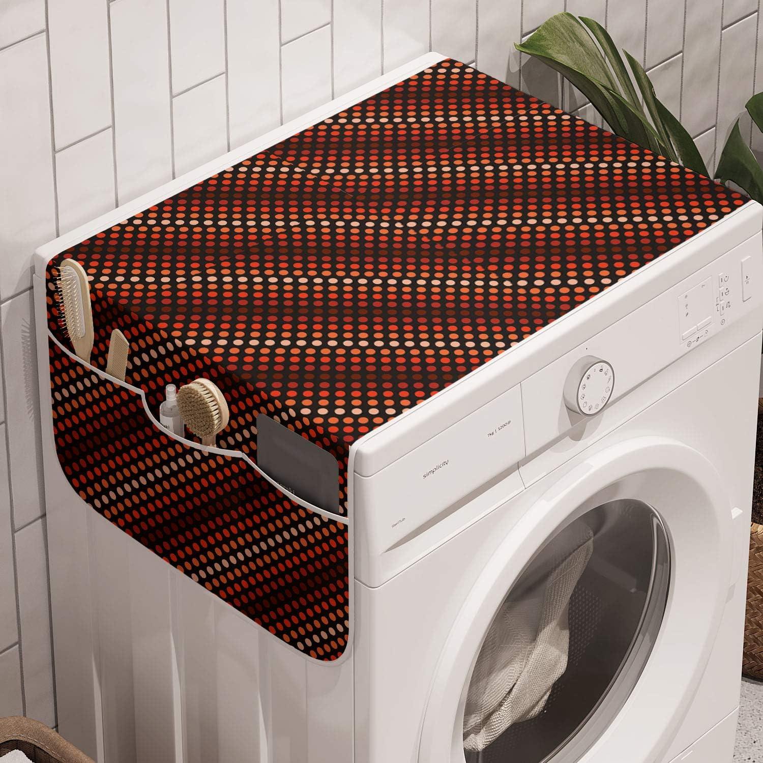 imageAmbesonne Romantic Microwave Oven Cover Heart Pattern Lovers Valentines Day Honeymoon Girls Doodle Design Water Resistant Organizer with Pockets for Kitchen 36 x 12 Orange WhiteDark Brown Vermilion