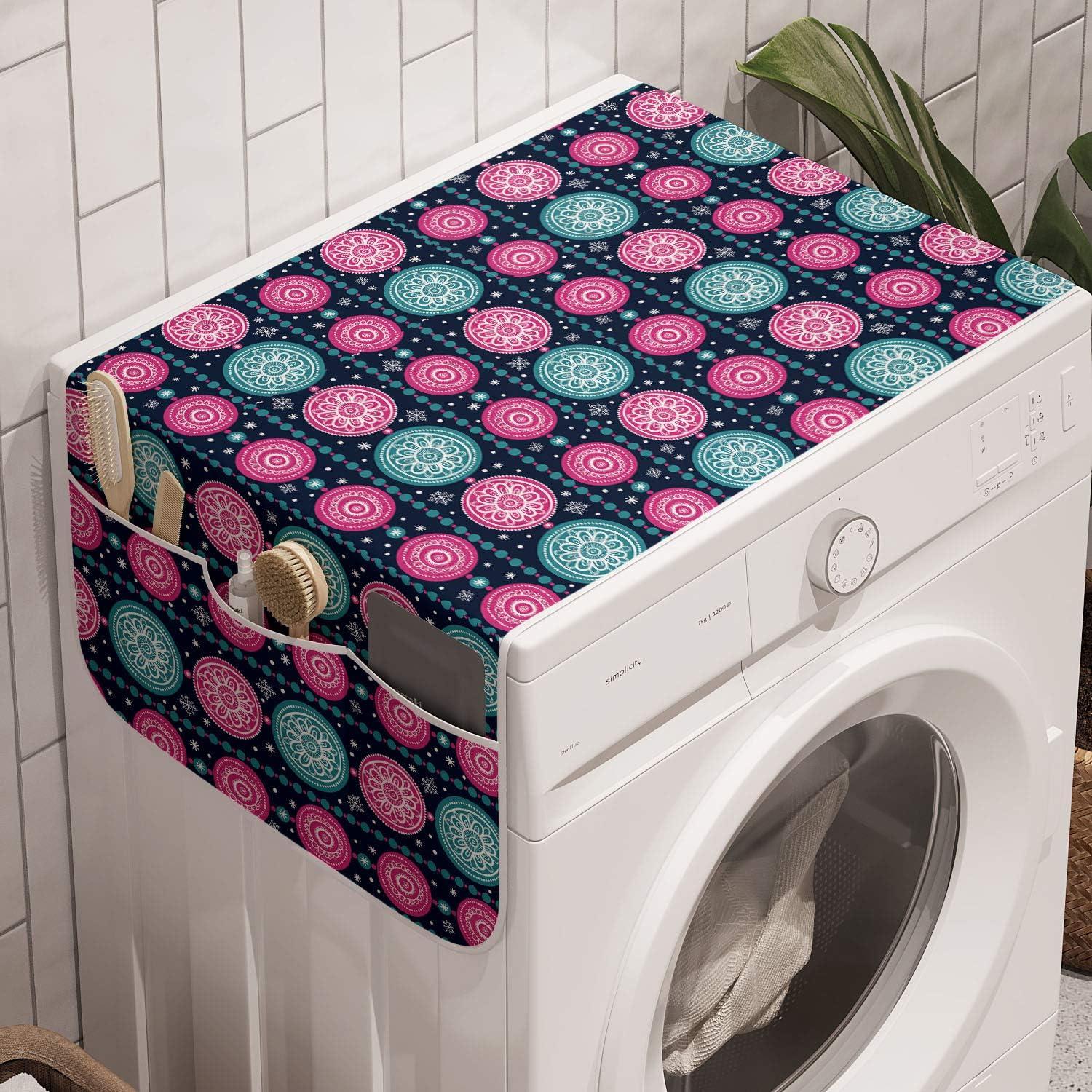 imageAmbesonne Romantic Microwave Oven Cover Valentines Day Style Rose Composition Love in Pastel Colors Water Resistant Organizer with Pockets for Kitchen 36 x 12 Aqua Dark Coral BeigeDark Blue Teal Pink