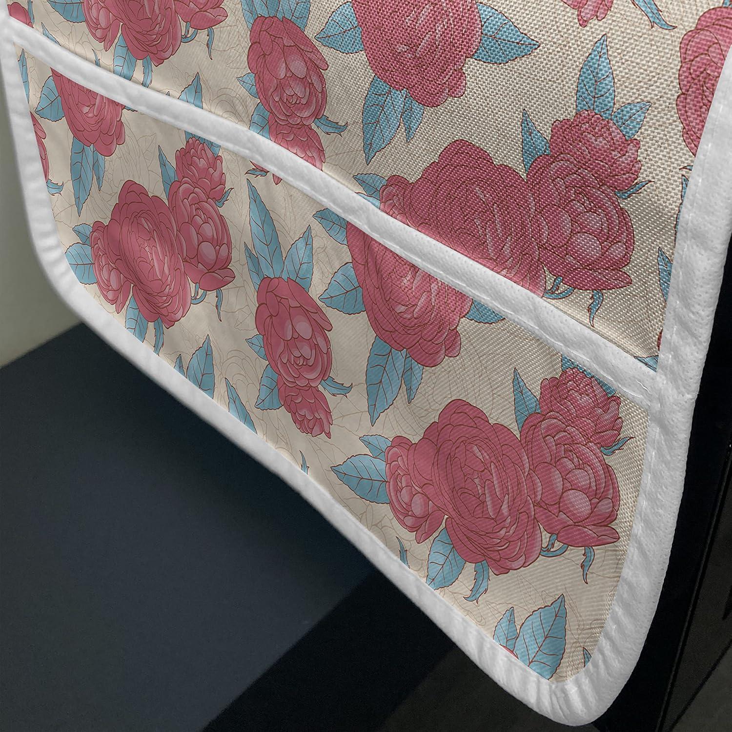 imageAmbesonne Romantic Microwave Oven Cover Valentines Day Style Rose Composition Love in Pastel Colors Water Resistant Organizer with Pockets for Kitchen 36 x 12 Aqua Dark Coral BeigeAqua Dark Coral Beige