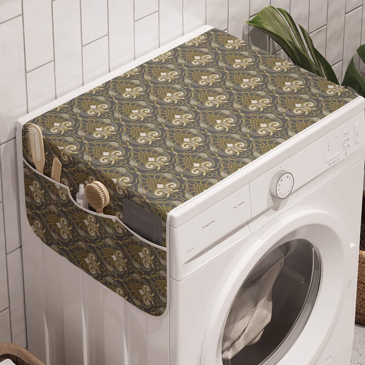 imageAmbesonne Romantic Microwave Oven Cover Valentines Day Style Rose Composition Love in Pastel Colors Water Resistant Organizer with Pockets for Kitchen 36 x 12 Aqua Dark Coral BeigeGrey and Yellow